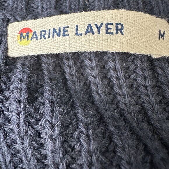 Marine Layer Rowen Pom Pom Sweater Women’s Medium Short Sleeve Pullover Blue - Picture 6 of 10